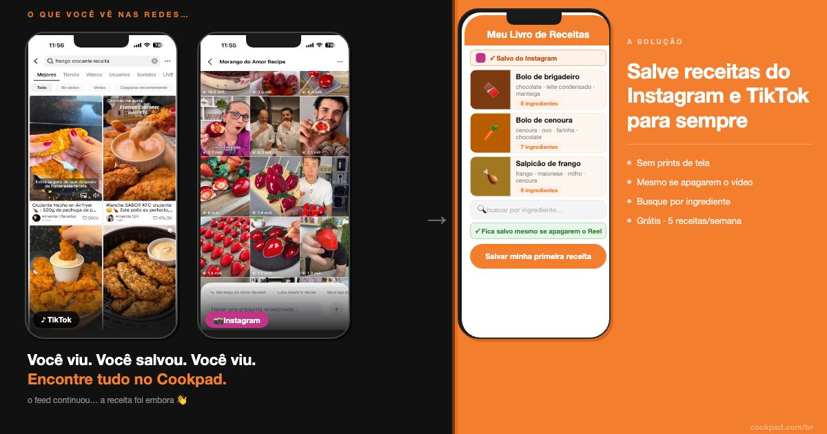 Como salvar receitas do Instagram e TikTok no seu celular (sem perder nenhuma)