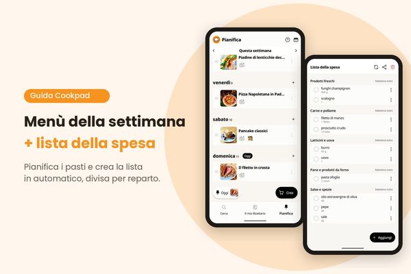 Come organizzare il menù settimanale e creare la lista della spesa con Cookpad