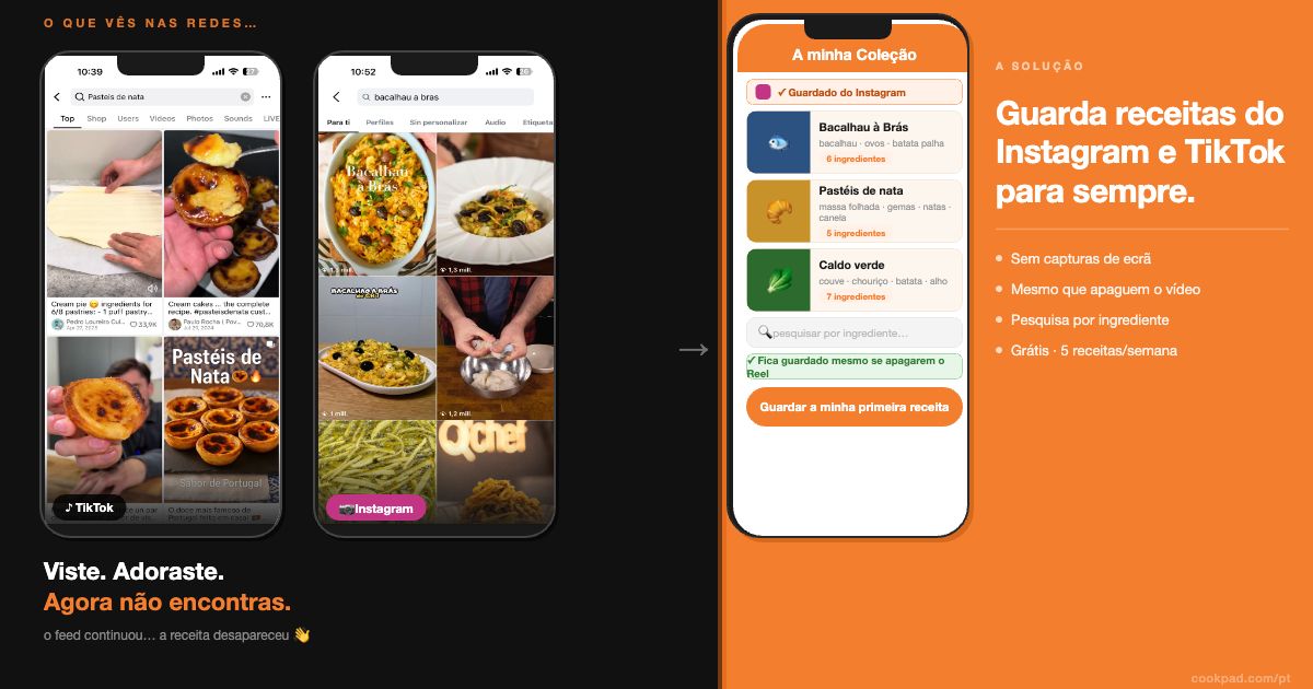 A melhor app para guardar receitas do Instagram e TikTok (sem perder nenhuma)