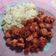 El cooksnap de Valee cuando hizo Arroz quesú (arroz con queso) y salsa de salchichas.