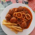 El cooksnap de Paqui Gomez cuando hizo Albóndigas con calamares y patatas fritas.