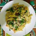 El cooksnap de Oscar Estrada cuando hizo Pasta con camarones al ajillo.