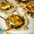 El cooksnap de Arianne cuando hizo Cestitas de gulas con huevos de codorniz.