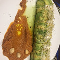 El cooksnap de Inés cuando hizo Canelón de aguacate y langostinos con salsa romesco.