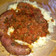 El cooksnap de SilSol Simón cuando hizo Chorizo a la pomarola con puré.