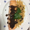 El cooksnap de Rosa Ruiz cuando hizo Salmón con reducción de balsámico y falso cous cous de coliflor.