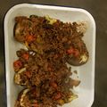 Thomasina Pantelides 's cooksnap of when they made Turkish stuffed aubergines with beef and tomatoes (Karniyarik) 🇹🇷.