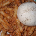 El cooksnap de Sabina Romero cuando hizo Rigatoni al pesto rosso.