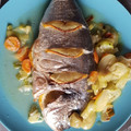 El cooksnap de Delia cuando hizo Dorada al horno con verduras.