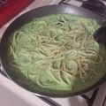 El cooksnap de jessica cuando hizo Espagueti en salsa de espinacas.