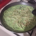 El cooksnap de jessica cuando hizo Espagueti en salsa de espinacas.