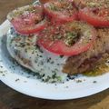 El cooksnap de Delu Ghilardi cuando hizo Colchón de arvejas con jamón, queso y tomate.