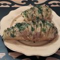 El cooksnap de como en casa cuando hizo Papa acordeon con panceta y queso.
