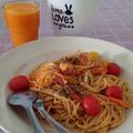 Cooksnap Nur Afiqah Daud semasa beliau membuat Spaghetti Aglio Olio.