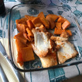El cooksnap de Patricia Ruiz Garcia cuando hizo Merluza a la gallega con boniato en lekue.