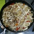 El cooksnap de Nicolás Perea cuando hizo Espaguetis pollo y verduras.