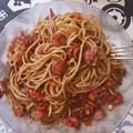 El cooksnap de Tamii Romero cuando hizo Fideos con salsa de soja y miel.