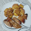 El cooksnap de Diego cuando hizo Secreto de cerdo al horno y patatas aplastadas.