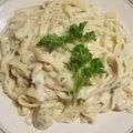 El cooksnap de Laura Cabrales Zuniga cuando hizo Pasta Alfredo con camarones .