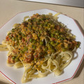 El cooksnap de Eduardo Agudo Alba cuando hizo Tagliatelle con beicon y guisantes en salsa a la mostaza granulada.