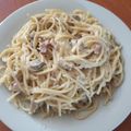 El cooksnap de Julián cuando hizo Espagueti carbonara.