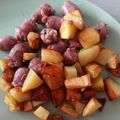 El cooksnap de Arantxa H cuando hizo Longaniza fresca al vino blanco y patatas fritas 🍟😊.