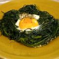 il Sandra quando ha preparato Nidi di agretti e uova