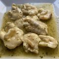 El cooksnap de Andrés cuando hizo Cocochas de bacalao en caldo de langostinos.