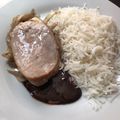 El cooksnap de Honnais cuando hizo Lomo de cerdo al horno, arroz basmati y reducción de vino tinto.