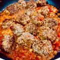 El cooksnap de Josefina Garcia cuando hizo Albóndigas con salsa de tomate y pasta corta.