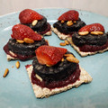 El cooksnap de Beich Sin Sal cuando hizo Morcilla con crema de remolacha, fresas y piñones.