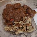 El cooksnap de Rut Borillo cuando hizo Carrilleras de cerdo al vino tinto con champiñón portobello.