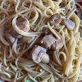 El cooksnap de Alessandra Cortés cuando hizo Tallarines en salsa blanca de champiñón y pimentón verde.
