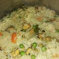El cooksnap de Claudia S Constancio cuando hizo Arroz con choritos.