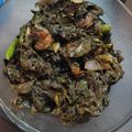 Syma Huq's cooksnap of when they made Kochu Shaak Bhorta.