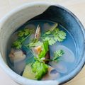 Gem's cooksnap of when they made Clam Soup with Ginger and Umeboshi broth.
