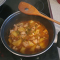 El cooksnap de Deborah Yiriza cuando hizo Patatas con choco (sepia).