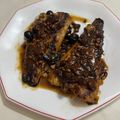 El cooksnap de Eduardo Agudo Alba cuando hizo Merluza de Pincho con Piñones, Aceitunas y Pasas en Salsa de Soja, Miel y Naranja.
