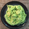 El cooksnap de Marian cuando hizo Pasta con camarones en salsa de cilantro y aguacate.