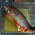 El cooksnap de Anye Fernández cuando hizo Truchas rellenas de piquillo.