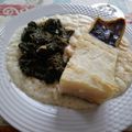 El cooksnap de Noemí cuando hizo Bacalao al horno con espinacas al wok y crema de coliflor.