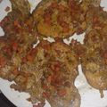 El cooksnap de Graciela Diaz cuando hizo Chuletas de cerdo con mostaza, miel y salteado de verduras.
