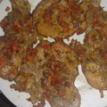 El cooksnap de Graciela Diaz cuando hizo Chuletas de cerdo con mostaza, miel y salteado de verduras.