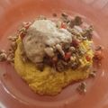 El cooksnap de Blckcurry cuando hizo Hummus Royale -hummus con carne o Bil Lahme.