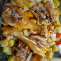 El cooksnap de GOOMER (en salsa verde) cuando hizo Muslos de pollo con patatas y boniato al horno.