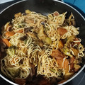 El cooksnap de Pecos Sanchez cuando hizo Fideos chinos con pollo y verduras.