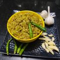 Pushpa devi का कुकस्नैप जब उन्होंने अदरक लहसुन हरी मिर्च का ठेचा बनाया था।