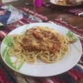 El cooksnap de Valeria Cabrera cuando hizo Tallarines caseros con salsa boloñesa vegetariana.