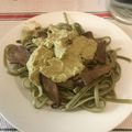 El cooksnap de Jordi Cortiada cuando hizo Espaguetis integrales con pesto de aguacate y langostinos.