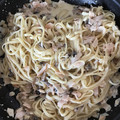 El cooksnap de Jonas Cobos cuando hizo Tallarines con salsa de crema de jamón y champiñones🍝.
